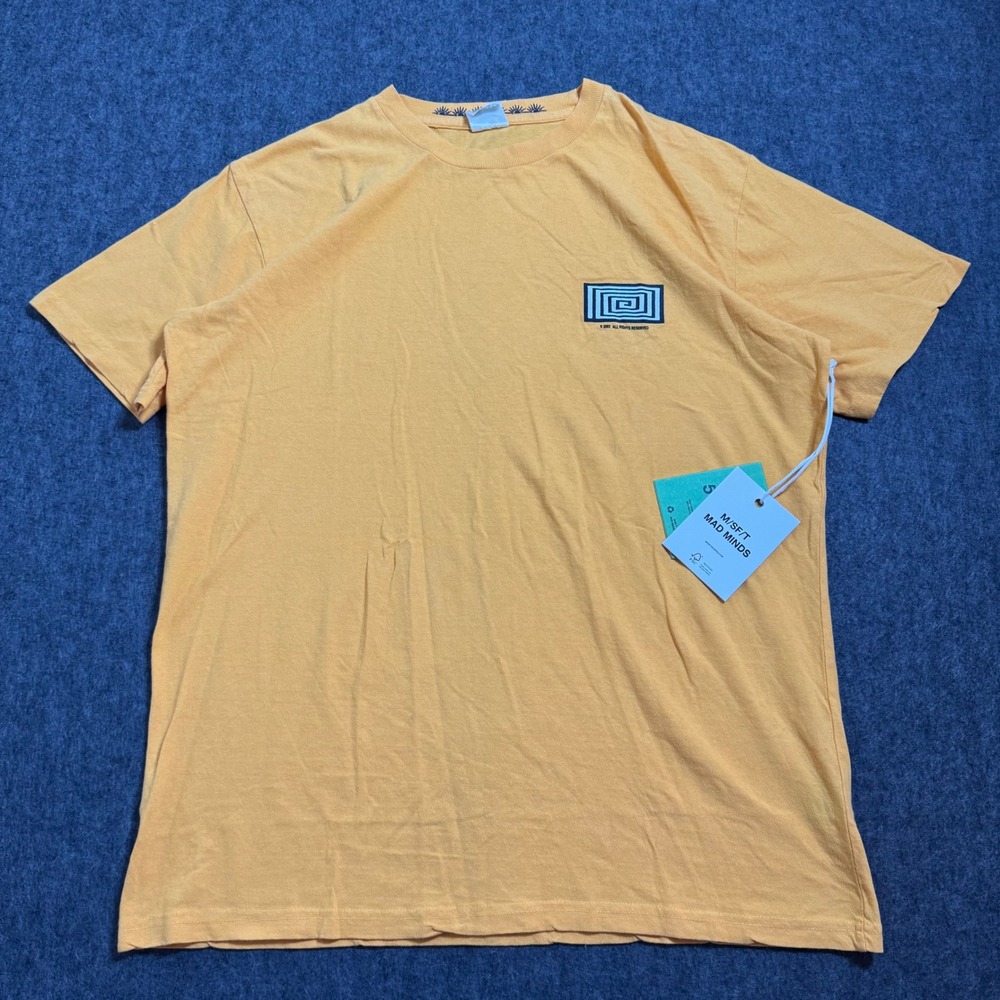 MSFT Mad Minds Mens Graphic T-Shirt Yellow Recycled Cotton MT011003 NEW